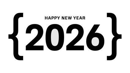 Happy New Year 2026: A modern and clean design for the upcoming New Year, celebrating the arrival of 2026 with bold typography and a minimalist aesthetic.