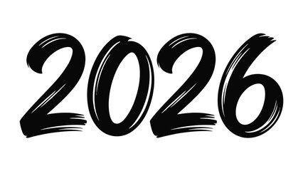 Year 2026 Typography: Bold typography showcases the year 2026 in a modern, artistic font. Capturing a sense of anticipation and forward-thinking.
