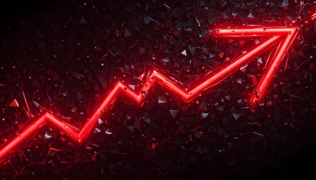 Red Neon Glowing Arrow Lights Background – Futuristic Tech Glow Design - Powered by Adobe