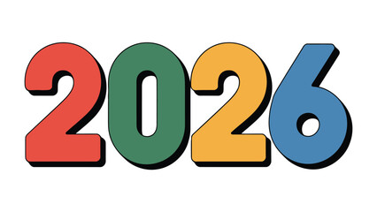 2026: A vibrant and colorful representation of the year 2026, set against a clean, modern aesthetic.