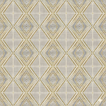 Laos silk weaving pattern, neutral beige and gold tones, minimalist diamond motifs inspired by Lao sinh fabric