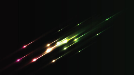 Fototapeta premium Abstract colorful meteor shower or shooting stars streaking across a dark night sky background, dynamic light trails, vibrant cosmic event illustration