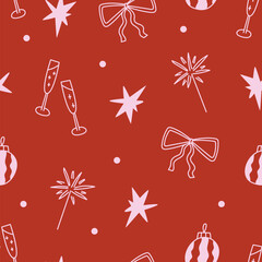Doodle Christmas seamless pattern