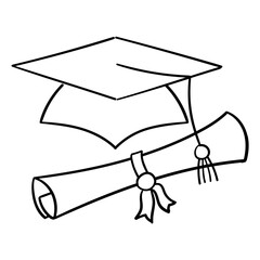 Graduation cap and diploma