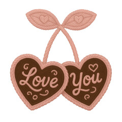 Faux Crochet Valentine's Day Cherry PNG