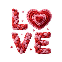 Faux Yarn Crochet Love Valentine's Day PNG