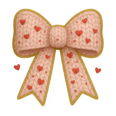 Valentine's Day Faux Knit Bow PNG