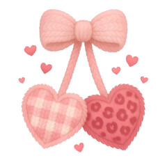 Vday Cherry PNG, Cute Cherry Faux Yarn Valentine
