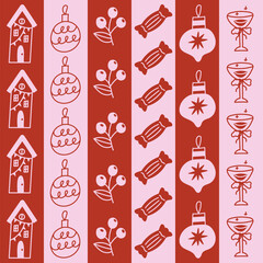 Christmas striped decorative seamless pattern