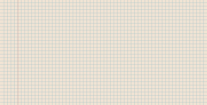 Beige grid paper notepad page. Office blank background. Notebook paper sheet. Vector horizontal binder pattern. Math plaid textured cover. Educational stationary simple squared bg template.