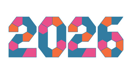 2026 Typography: A vibrant and modern design for the year 2026, where the numbers are meticulously crafted with geometric shapes and bold colors. The art is eye-catching.
