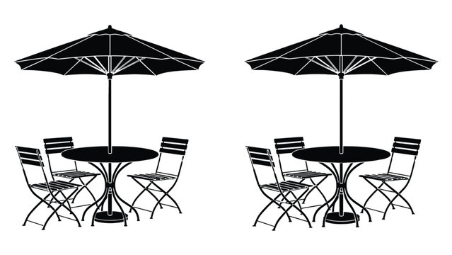 Outdoor patio furniture set with umbrella table and chairs art