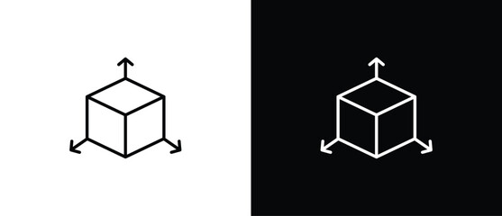 Bim icon. Blockchain linear icon. Cube icon. A cube with a simple outline on a black and transparent background. Editable stroke.