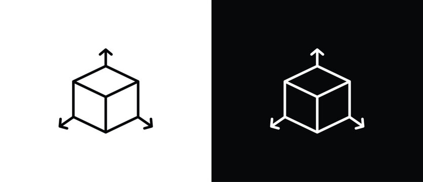 Bim icon. Blockchain linear icon. Cube icon. A cube with a simple outline on a black and transparent background. Editable stroke.