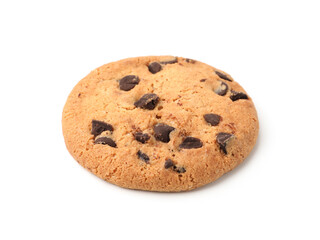Delicious chocolate chip cookie isolated on white