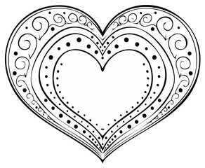 Intricate Heart Design with Swirls and Dots Decorative Element