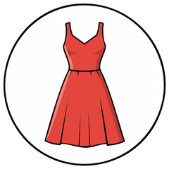 Elegant Red Dress Fashion Icon in Modern Circular Design Style for Fashion and Lifestyle Concepts and Creative Projects