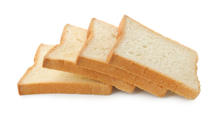 Slices of toast bread isolated on white