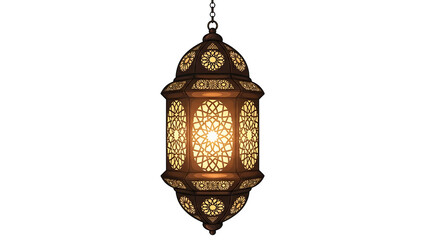 Ornate moroccan lantern hanging light fixture isolated on transparent background © VectorDesigner