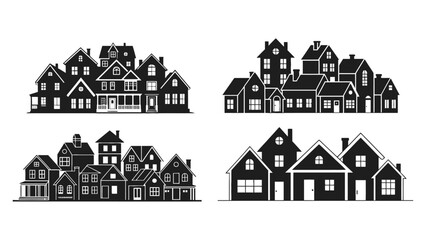 Naklejka premium House silhouette vector illustration set neighborhood design