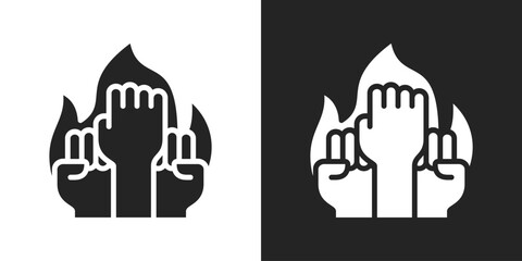 Empowerment Icon In Black And White Glyph Style