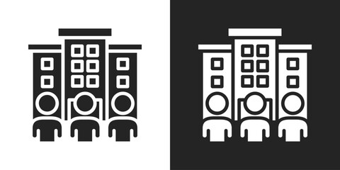 Corporate Culture Icon In Black And White Glyph Style