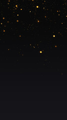  golden glitter shiny stars and bokeh lights and particles falling , holiday christmas new year  dark luxury gold vertical social media background 