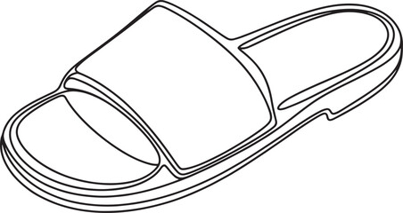 illustration of a single slide sandal slipper.