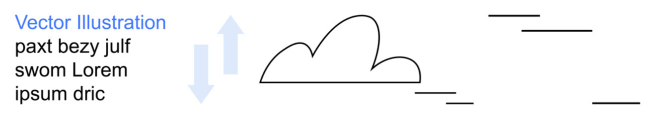 Weather forecasting, climate change, air dynamics, atmospheric science, meteorology, outdoor application. A cloud with horizontal lines and arrows wind. Weather forecasting and climate change concept