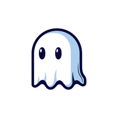 Obraz premium Cute cartoon ghost mascot peeking with big dark eyes perfect for halloween or gaming logos