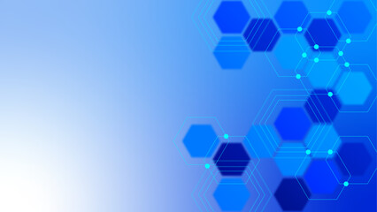 Blue hexagon technology network gradient with space for text