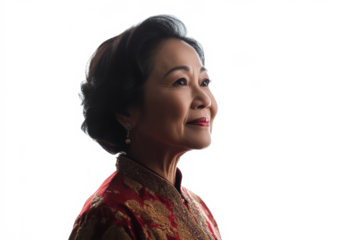 Elderly woman in side profile portrait view
