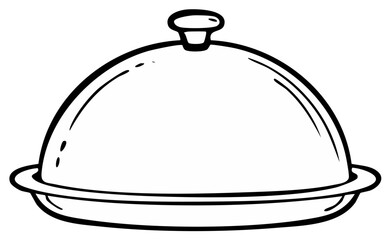 Obraz premium Illustration of a cloche with lid closed, graphic serving platter, dining concept