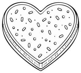 Heart shaped cookie with sprinkles doodle art illustration