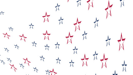 Stars in Red and Blue Scattered on a White Background Create a Festive Design for Celebrations and Events in the United States During Summer Months