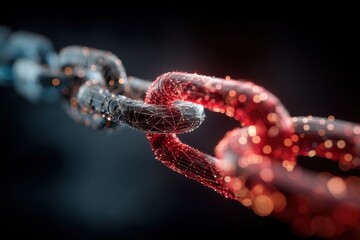 Digital illustration of two interconnected chains in blue and red, symbolizing connection and teamwork