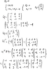 Higher mathematics. Solving homogeneous equations. Mathematics. Calculating a matrix.