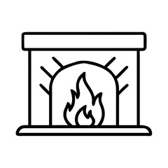 Fireplace for celebrating New Year and Christmas, cozy ambiance, outline style, festive warmth