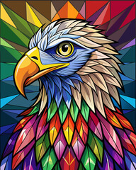 Fototapeta premium Eagle real, Stained Glass Style , rainbow color