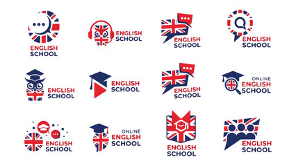 Online english school logo design ideas and branding services