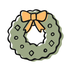 Hand-Drawn Simple Christmas Wreath