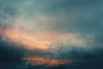 Obraz premium Atmospheric abstract image of layers of clouds painted with an orange and blue color palette