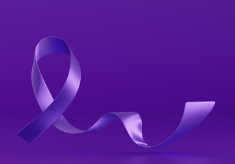 3d Purple Ribbon. World Leprosy Day Awareness. Horizontal Web Banner, Design template for posters, banners and social networks, infographic magazines or websites. 3d render 
