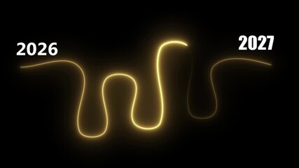 Digital timeline transitioning from 2026 to 2027, representing future planning, innovation, and strategic growth in business or technology. Motion graphics of upcoming year concept.