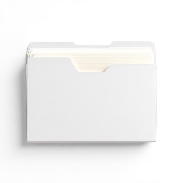Minimalist white file folder with manila inserts shown from a top down perspective on white
