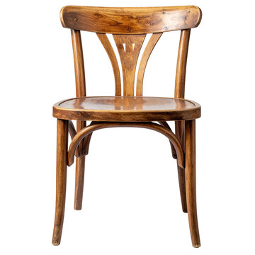 Rustic wooden dining chair front view