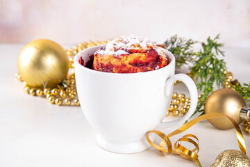 Christmas candy cane striped red and white mugcake