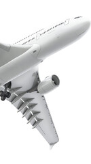 Underside view of airplane in flight
