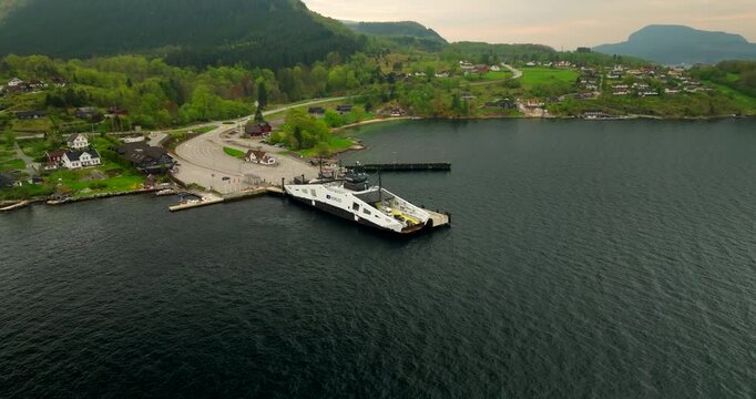 World's First Liquid Hydrogen-Powered Ferry, MF Hydra In Norway - Aerial Drone Shot