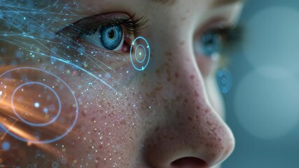 Macro shot of an AI interface gently analyzing human emotions, abstract holographic data streams surrounding calm human features, futuristic healthcare concept, ai driven mental health tools